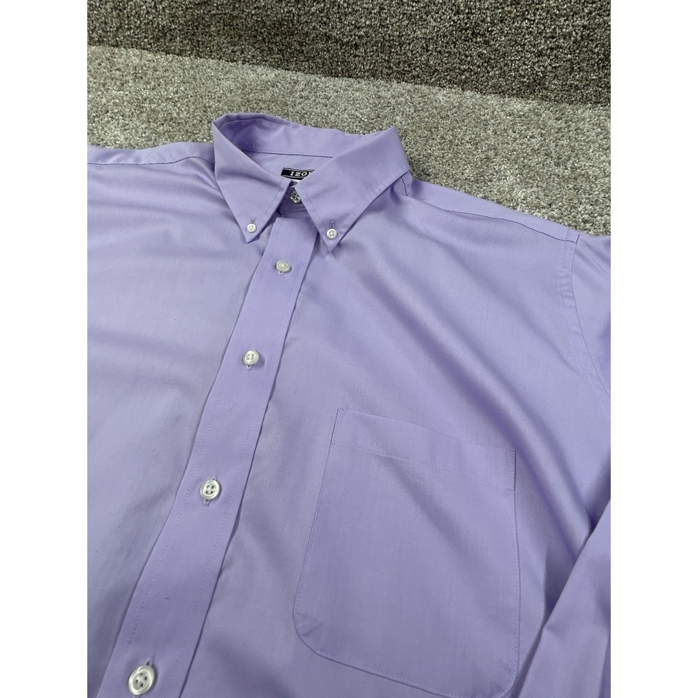 Izod Mens Button Down Shirt Purple‎ Size 18. 34/35